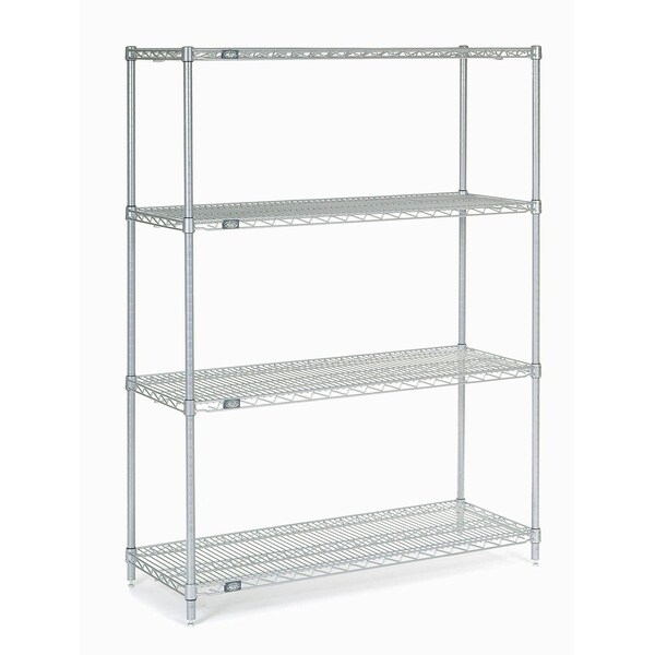 Nexel Stainless Steel Wire Shelving, 48W x 18D x 63H 18486S - main